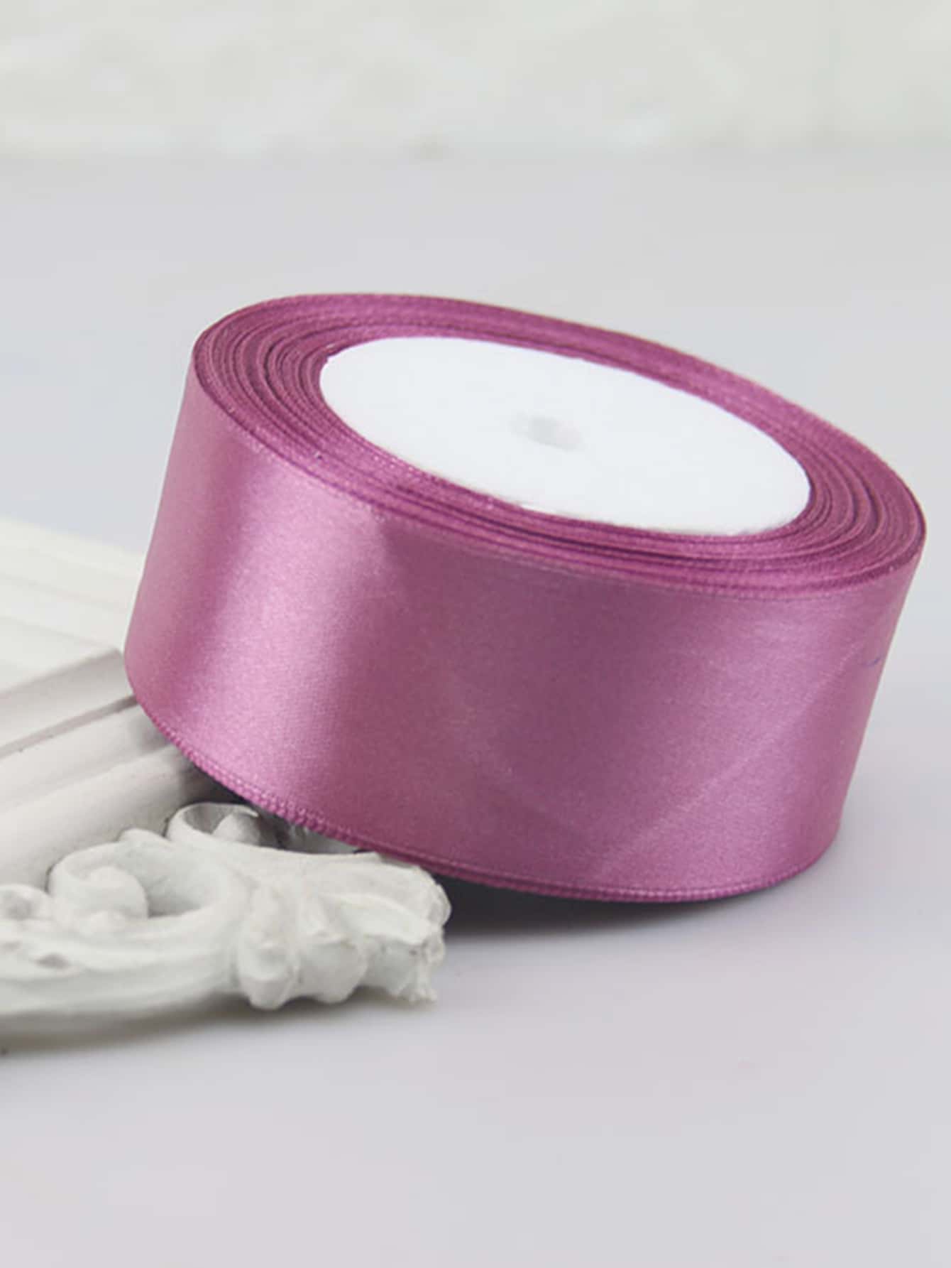 1 Roll Of 0.6cm/4cm Wide Satin Ribbon Bow Making For Cake, Baking & Crafts, Back To School Valentine Day - Lilac Purple - View 1