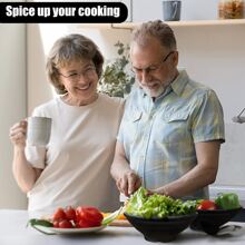 1 件套不易碎的日本塑料碗套装（带勺），适用于越南河粉、泰式面条、味噌面、乌冬面 - 可在洗碗机和微波炉中加热，家庭碗套装（黑色）圣诞礼物，学校用品 - 黑色 - 查看 5