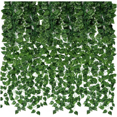 Sinsoledad 12 Packs 86ft Artificial Ivy Greenery Garland, Fake Vines Hanging Plants Backdrop For Room Bedroom Wall Decor, Green Leaves For Jungle Theme Party Wedding Decoration,Fake Plants,Fall Decor,Room,Desk,Garden Decor,Room Decoration Stuff, Valentine Day, Gift Gifts Birthday Graduation