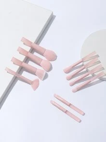 10支/套半透明糖果色迷你化妆刷套装，包含腮红刷、散粉刷、高光笔，精致化妆工具，送给女朋友的完美礼物，化妆刷套装，化妆刷套装，化妆刷套装，全套化妆刷，化妆套装，化妆刷套装，化妆礼盒套装 - 淺粉色 - 查看 5
