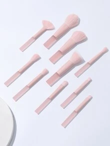 10支/套半透明糖果色迷你化妆刷套装，包含腮红刷、散粉刷、高光笔，精致化妆工具，送给女朋友的完美礼物，化妆刷套装，化妆刷套装，化妆刷套装，全套化妆刷，化妆套装，化妆刷套装，化妆礼盒套装 - 淺粉色 - 查看 4