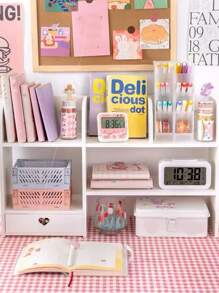 1pc White Desktop Organizer For Small Item Storage In Office, Study, Living Room, School Dorm - 白色 - 查看 2