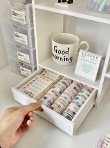 1pc White Desktop Organizer For Small Item Storage In Office, Study, Living Room, School Dorm - 白色 - 查看 4