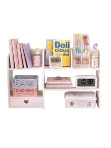 1pc White Desktop Organizer For Small Item Storage In Office, Study, Living Room, School Dorm - 白色 - 查看 6