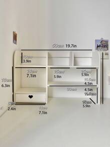 1pc White Desktop Organizer For Small Item Storage In Office, Study, Living Room, School Dorm - 白色 - 查看 7