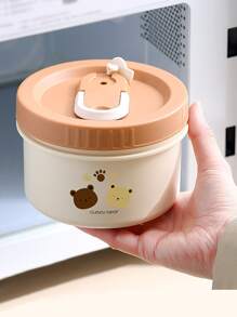 One Single Stainless Steel Lunchbox Container With Microwave-heatable, Thermal Insulation Features, Suitable For Students, Office Workers, Picnics And Portable Lunches - Brown - View 3