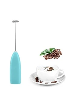 1 件强力手持式奶泡器，迷你奶泡器，电池供电（不含）不锈钢饮料搅拌机，适用于咖啡、拿铁、卡布奇诺、冰沙、抹茶、热巧克力 - 藍色 - 查看 1