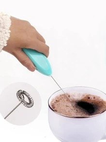 1 件强力手持式奶泡器，迷你奶泡器，电池供电（不含）不锈钢饮料搅拌机，适用于咖啡、拿铁、卡布奇诺、冰沙、抹茶、热巧克力 - 藍色 - 查看 3