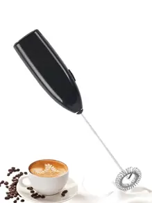 1 件强力手持式奶泡器，迷你奶泡器，电池供电（不包括）不锈钢饮料搅拌机，适用于咖啡、拿铁、卡布奇诺、冰沙、抹茶、热巧克力，两件随机发货 - 黑色 - 查看 1