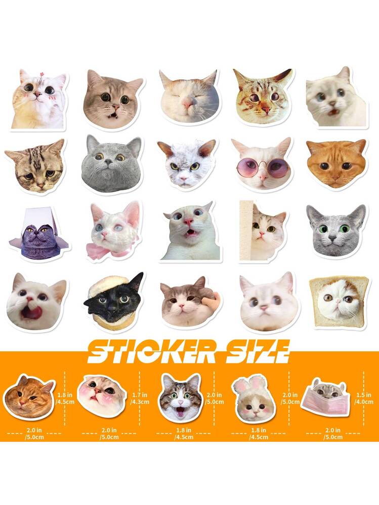 40 stuks leuke kattenstickers voor laptop, waterdichte vinylstickers, decals cadeau voor kinderen tieners meisjes volwassenen, Kawaii dierenstickers
