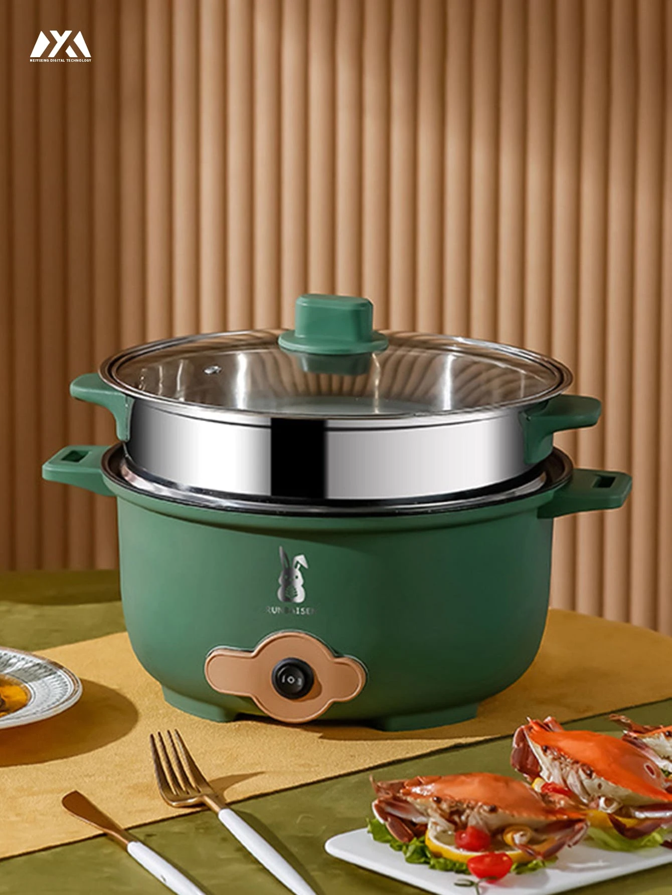 Double-layer Electric Rice Cooker Multi-function Electric Cooking Pot - Green - View 1