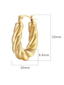 Pendientes de aro con textura - Dorado - Ver 3