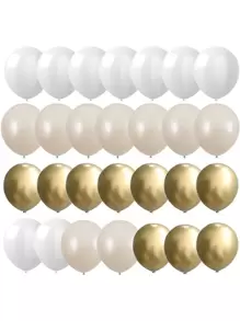 28 件 10 英寸米白色金色乳胶气球套装适用于主题生日新娘送礼会订婚婚礼周年派对装饰 - 彩色 - 查看 1
