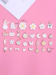 DIY 吊墜飾品製作項鍊手鍊吊飾套件 30入組 - 彩色 - 查看 2