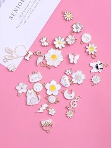 DIY 吊墜飾品製作項鍊手鍊吊飾套件 30入組 - 彩色 - 查看 3