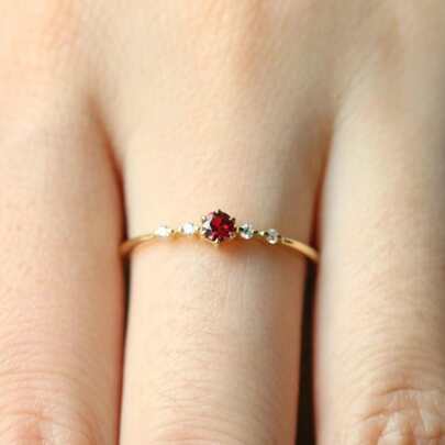 1pc Fashionable Ruby & Copper Ring For Women Daily Wear