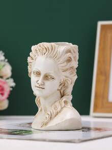 1pc European Vintage Distressed Smiling Woman Shaped Flower Vase - Multicolor - View 2