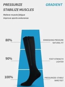 1雙中性拉鍊壓縮腿套適用於戶外健身跑步騎行遠足 - 黑色 - 查看 5
