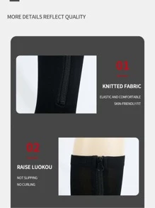 1雙中性拉鍊壓縮腿套適用於戶外健身跑步騎行遠足 - 黑色 - 查看 7