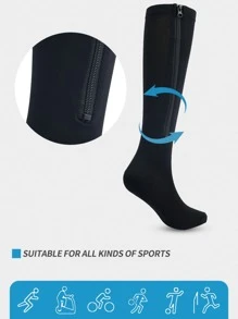 1雙中性拉鍊壓縮腿套適用於戶外健身跑步騎行遠足 - 黑色 - 查看 6