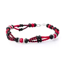 Pulsera Ilde De Eleggua 3 Hilos Cristal - Rojo - Ver 1