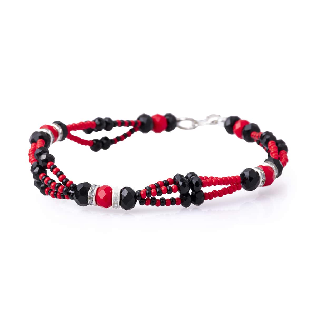 Pulsera Ilde De Eleggua 3 Hilos Cristal - Rojo - Ver 1