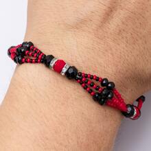 Pulsera Ilde De Eleggua 3 Hilos Cristal - Rojo - Ver 2