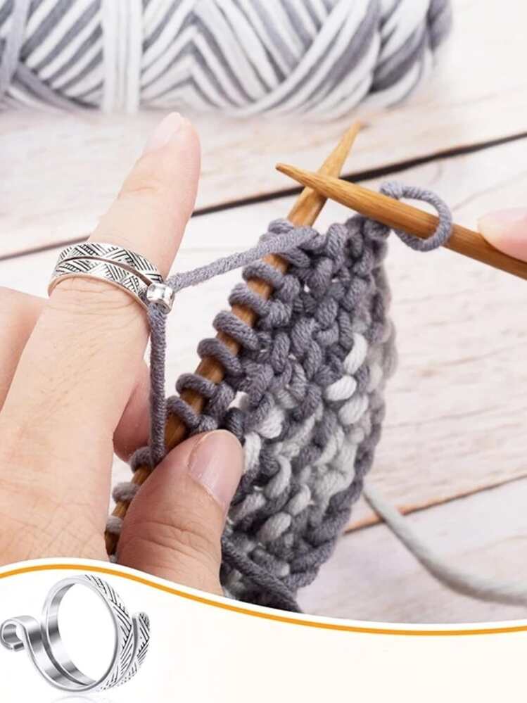 Crochet Bracelet With Weaving Thread Personalized Textile Jewelry Crocheted Silver Thai Finger Woven Tail Ring Ring SHEIN