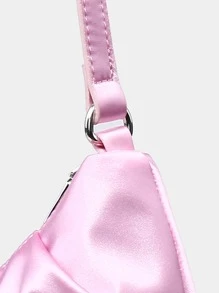 1入組緞面PU皮革粉色的拉鏈式女性新月形狀包合適的適合派對晚餐 - 粉色 - 查看 6