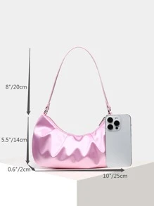 1入組緞面PU皮革粉色的拉鏈式女性新月形狀包合適的適合派對晚餐 - 粉色 - 查看 5