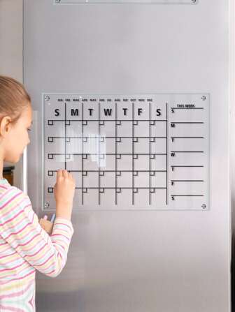 1入組3D透明亞克力週計劃表日程表備忘錄板可消除展示板