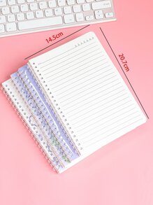 M O K A 4pcs/set A5 Spiral Notebook With Cute Flower Pattern, 60 Sheets Of Lined Pages, Ideal For Office And School Supplies - Blue - View 2