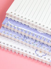 M O K A 4pcs/set A5 Spiral Notebook With Cute Flower Pattern, 60 Sheets Of Lined Pages, Ideal For Office And School Supplies - Blue - View 4