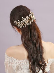 1pc Ladies' Elegant Rhinestone Headband, Handmade Luxury Hairstyle Accessory For Parties, Weddings, Princess Birthday Gifts Royal Tiaras Valentine's Day Accessories - Gold - View 5