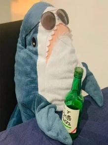 1pc Cute Shark Stuffed Plush Toy, Long Bolster Pillow Doll Birthday Gift For Girls - Multicolor - View 5