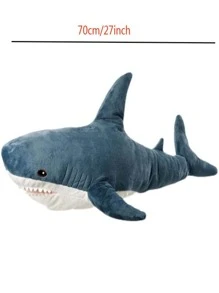 1pc Cute Shark Stuffed Plush Toy, Long Bolster Pillow Doll Birthday Gift For Girls - Multicolor - View 6