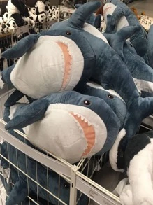 1pc Cute Shark Stuffed Plush Toy, Long Bolster Pillow Doll Birthday Gift For Girls - Multicolor - View 1