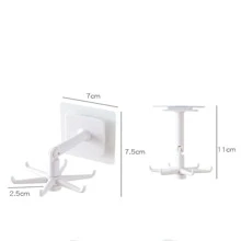 1 pieza Gancho de plástico montado en la pared simple blanco de plástico sin perforación espiral para doméstico - Blanco - Ver 3