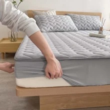 1pc Deep Grey Fitted Sheet - Dark Grey - View 3