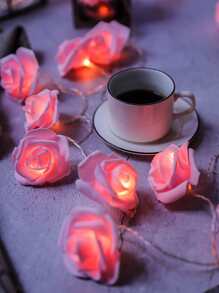 Luces de cadena con flores de rosa LED, decoración romántica interior para propuestas, cumpleaños, decoración de habitación de niñas - Rosa - Ver 9