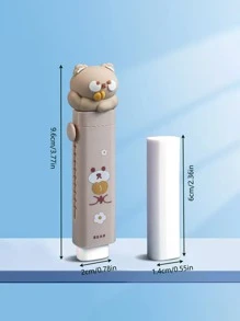 1set Cartoon Design Office Rubber Eraser With 2 Replacement Refills - Pink - View 6