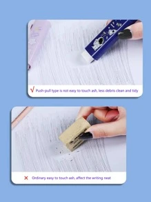 1 set Design Dessin Animé Bureau Gomme Avec 2 Remplacement Recharges