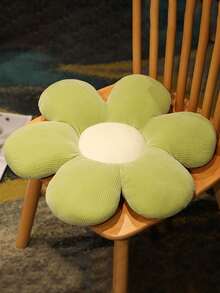 1入組灰色毛絨雛菊形狀的沙發、床頭板、辦公椅或地板座墊裝飾枕頭 - 綠色 - 查看 2