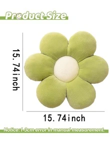 1入組灰色毛絨雛菊形狀的沙發、床頭板、辦公椅或地板座墊裝飾枕頭 - 綠色 - 查看 3