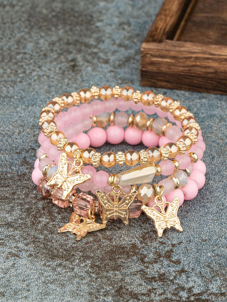 4 stuks vlinderdecoratie kralen Boheemse armbanden