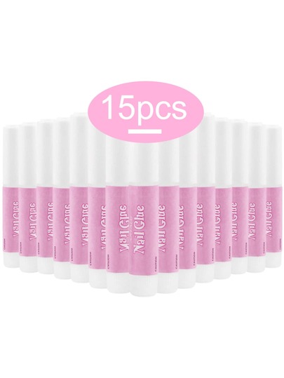 15 قطعة من غراء الأظافر 2 جرام لأظافر اكريليك، غراء أظافر إضافية مهنية لأظافر مكسورة أو مزيفة، غراء فائق اللصق