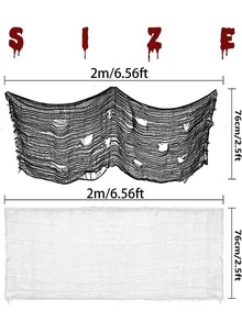 1PC Vải Halloween rùng rợn, Vải ma quái, Vải dệt mạng nhện co giãn Halloween, Vật dụng trang trí nền tiệc gia đình bạn bè Halloween, Vải gạc rùng rợn màu tối, Vải lò sưởi Halloween, Giáng sinh - màu đen - Xem 4
