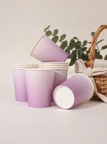 10 piezas/paquete color gradiente púrpura desechable Copas de papel , cuatro Suministros para la fiesta