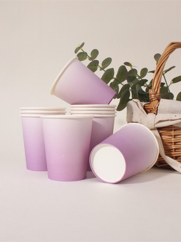 10 piezas/paquete color gradiente púrpura desechable Copas de papel , cuatro Suministros para la fiesta
