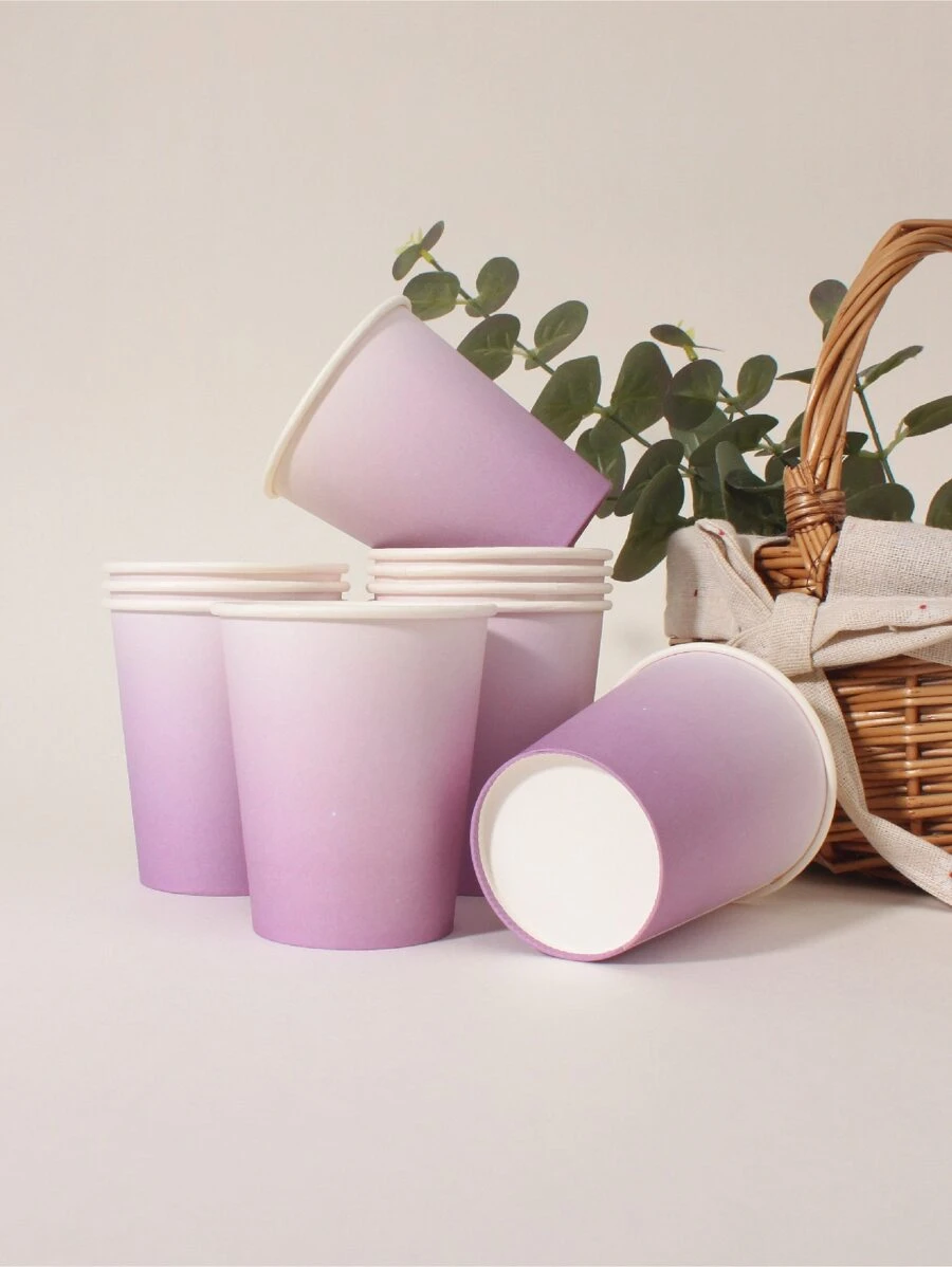 10 piezas/paquete color gradiente púrpura desechable Copas de papel , cuatro Suministros para la fiesta